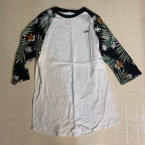 Vans White & Floral Mid-length Sleeve T-shirt